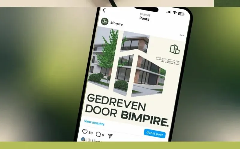 BIMpire social post op een telefoon