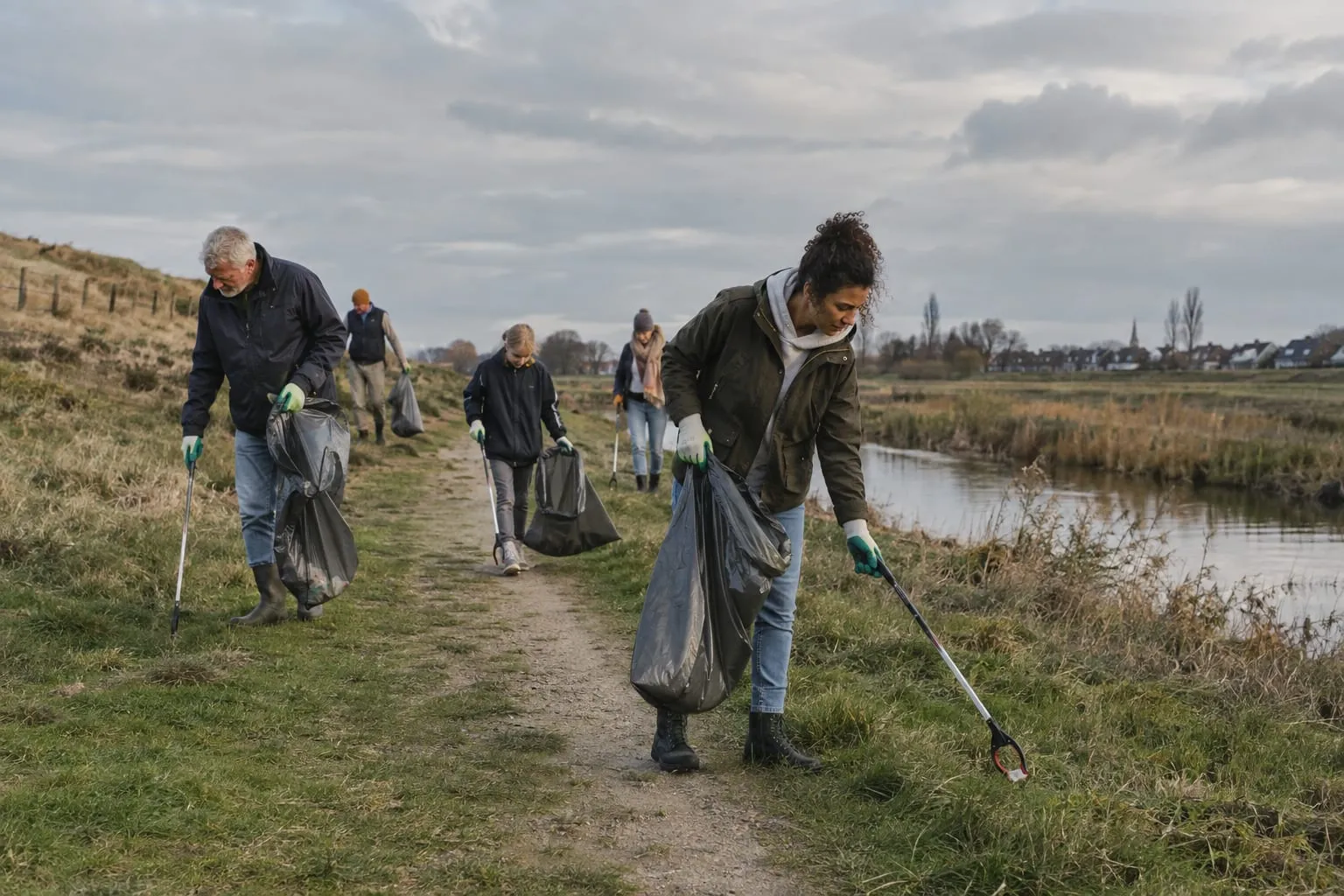 Vrijwilligers bij een klimaat- en natuurvrijwilligers dat BLURR ondersteunt