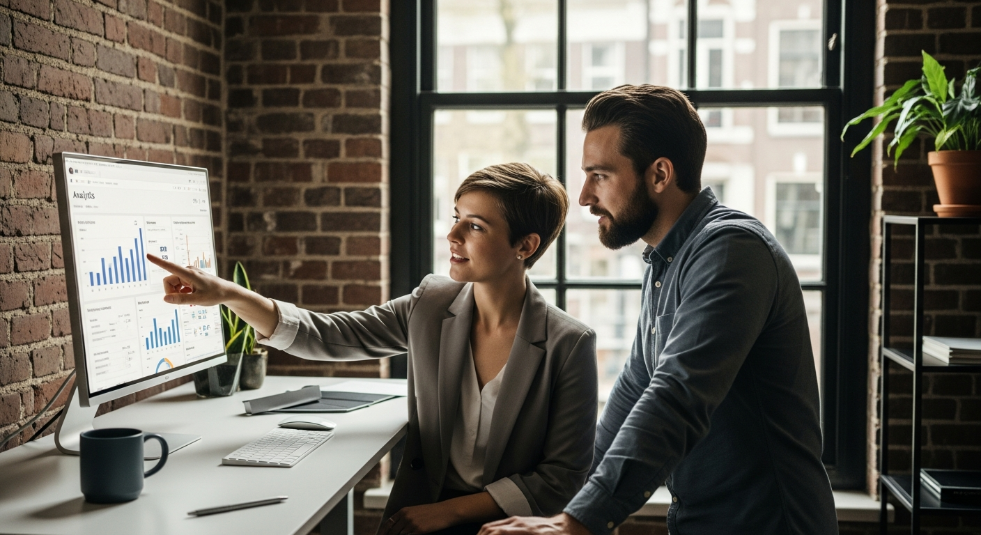 Google Ads expert aan het werk op laptop — campagne-analyse en optimalisatie