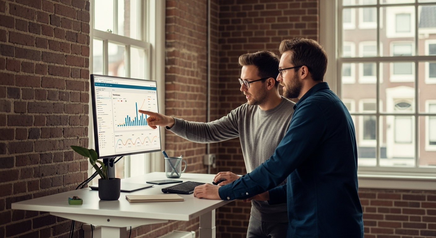 Google Ads freelancer aan het werk achter laptop met campagnedata op scherm