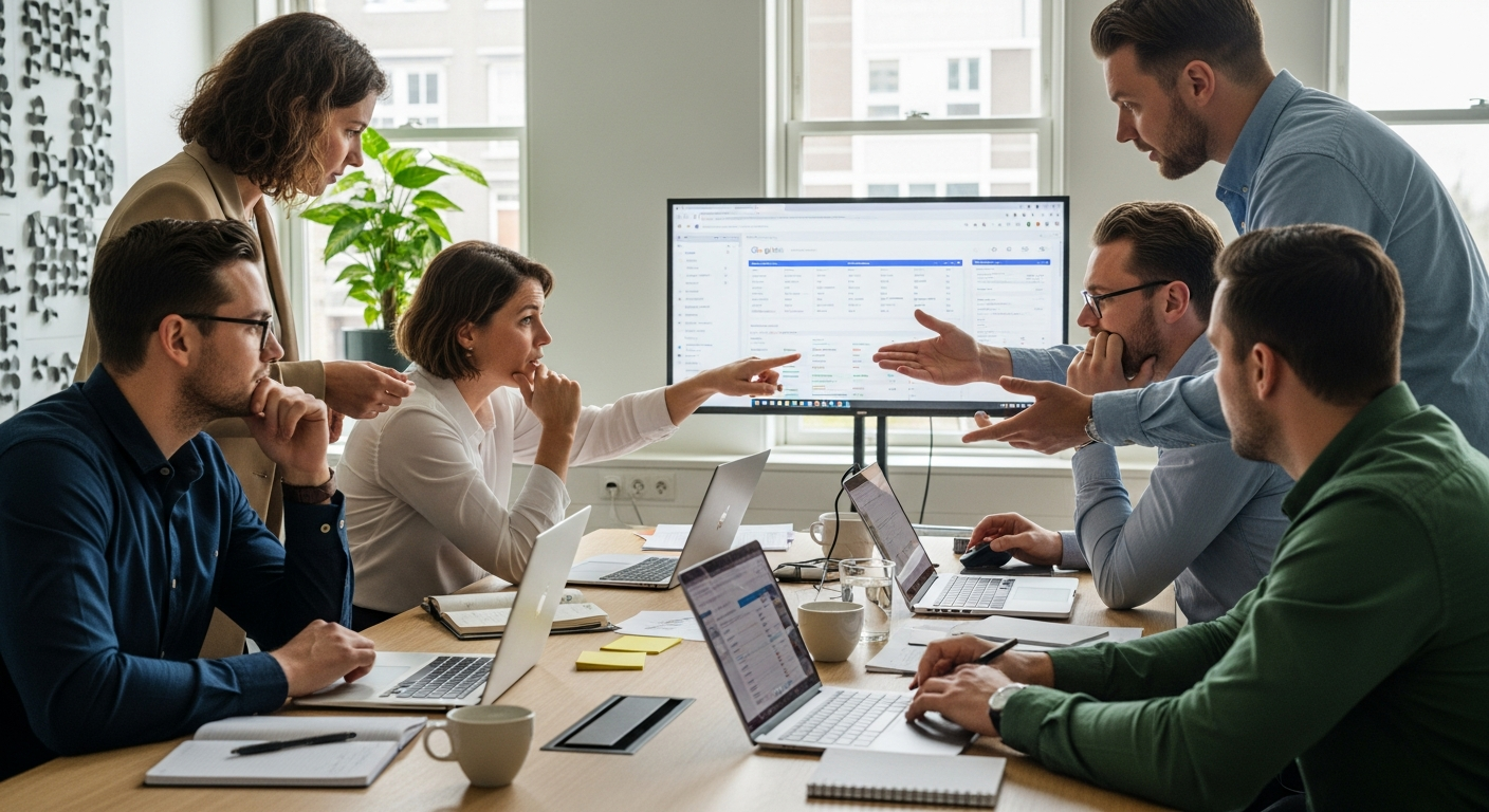 BLURR Marketing team tijdens een Google Ads strategie-sessie op kantoor