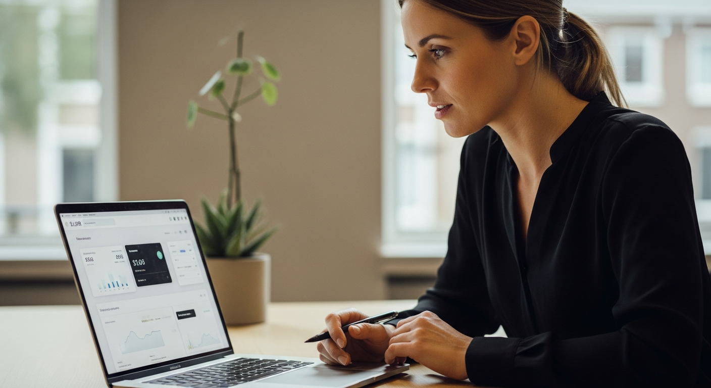 BLURR Marketing specialist analyseert Meta Ads campagnestructuur op laptop